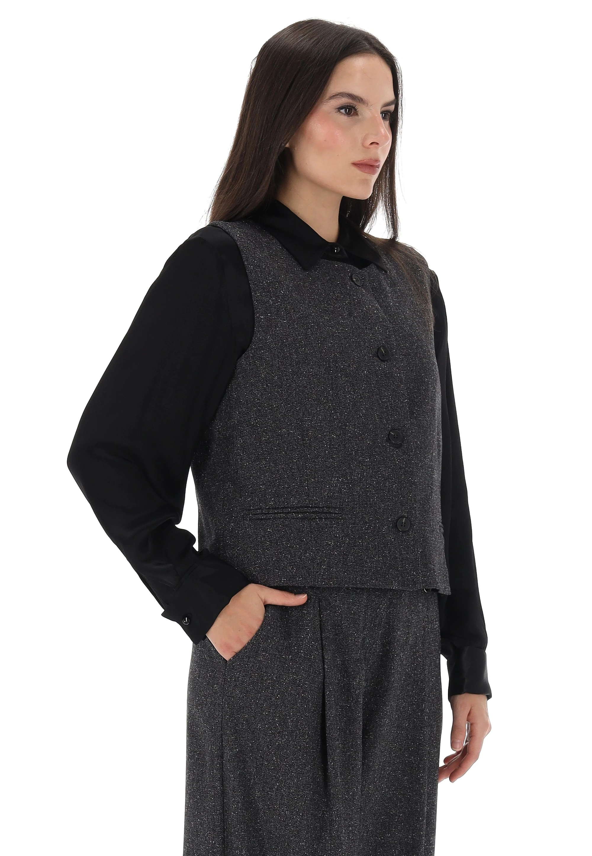 Gilet girocollo con bottoni èks